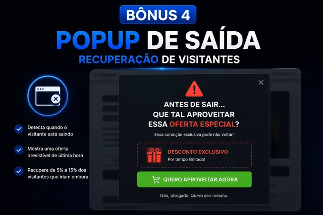 Popup de oferta aparecendo quando o visitante vai fechar a página